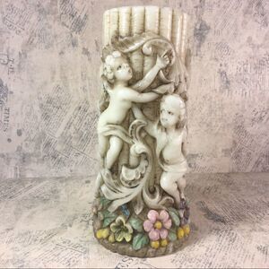 Vintage Japanese Sanyo Candle Handcrafted Wax Art Floral Carved Decor NWT